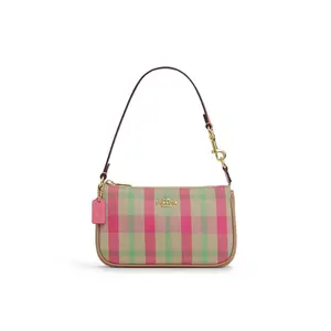 Coach Nolita 19 Retro Plaid Zip Closure Fabric Handbag Small Women's Pink
