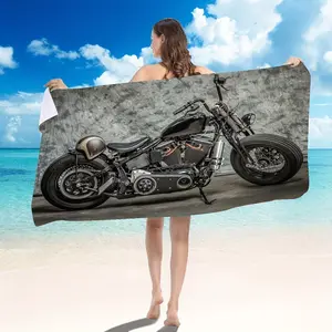 1pcs Printed Cool Motorcycle Beach Towel, Soft, Absorbent, Sunproof Lightweight Towel, for Beach, Shower, Swimming Pool, Camping Travel, Beach Accessories, Holiday Essential