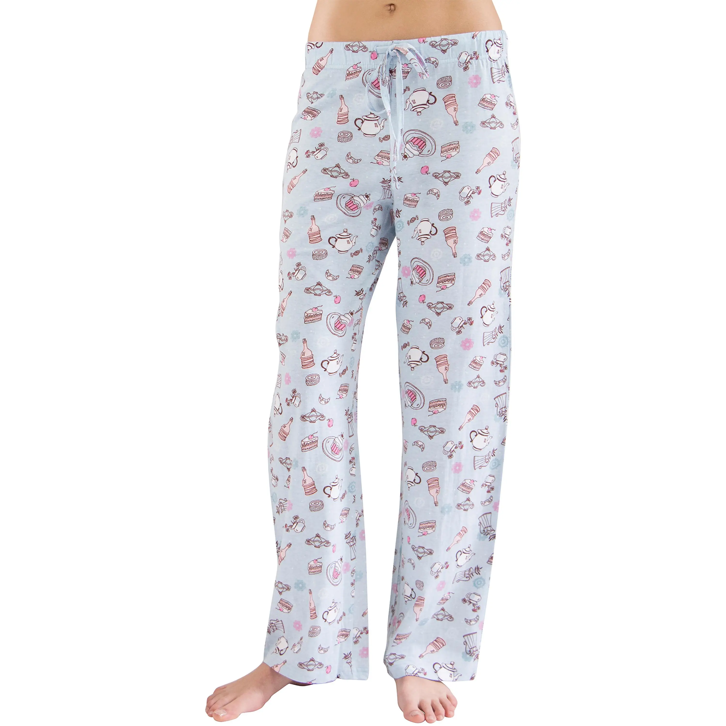 Hanes Women's Tea Party Tossed All-Over Graphic Print Sleep Pajama Pants Loungewear