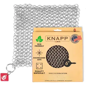 Knapp Made  6" Small Ring Cast Iron  - Cast Iron Cleaner for Hard Anodized Cookware, Pre-Seasoned Pans, Dutch Ovens, Iron Pans, Grills and Skillet. Chain Mail  Cast Iron