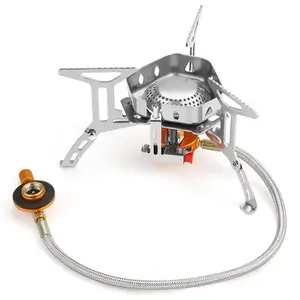 Enjoy the Outdoors Camping Gas Stove Portable Backpacking Stove with Piezo Ignition 3700W Power Stainless Steel Burner Adapter & Carrying Case for Outdoor Cooking