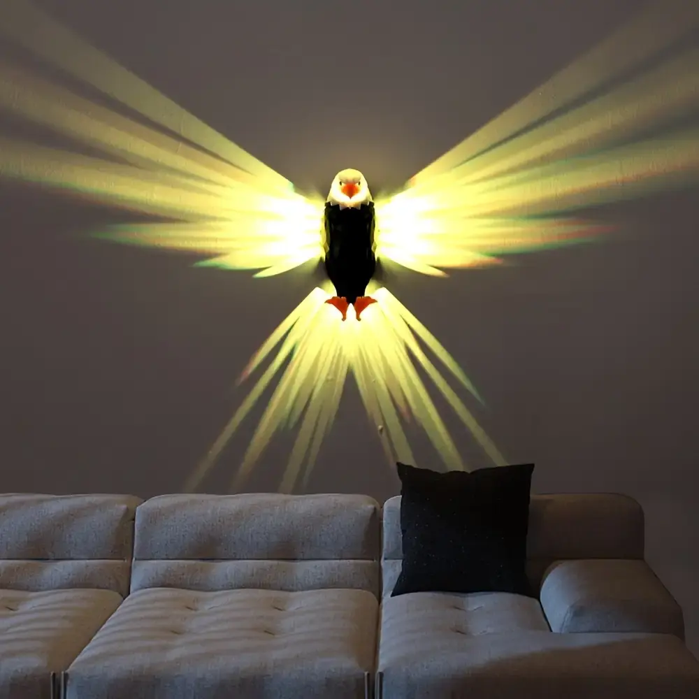 Rechargeable Eagle-Shaped LED Wall Light - Remote Control, Magnetic Mount, Removable Design, Soft-Color Light for Bedroom, Living Room