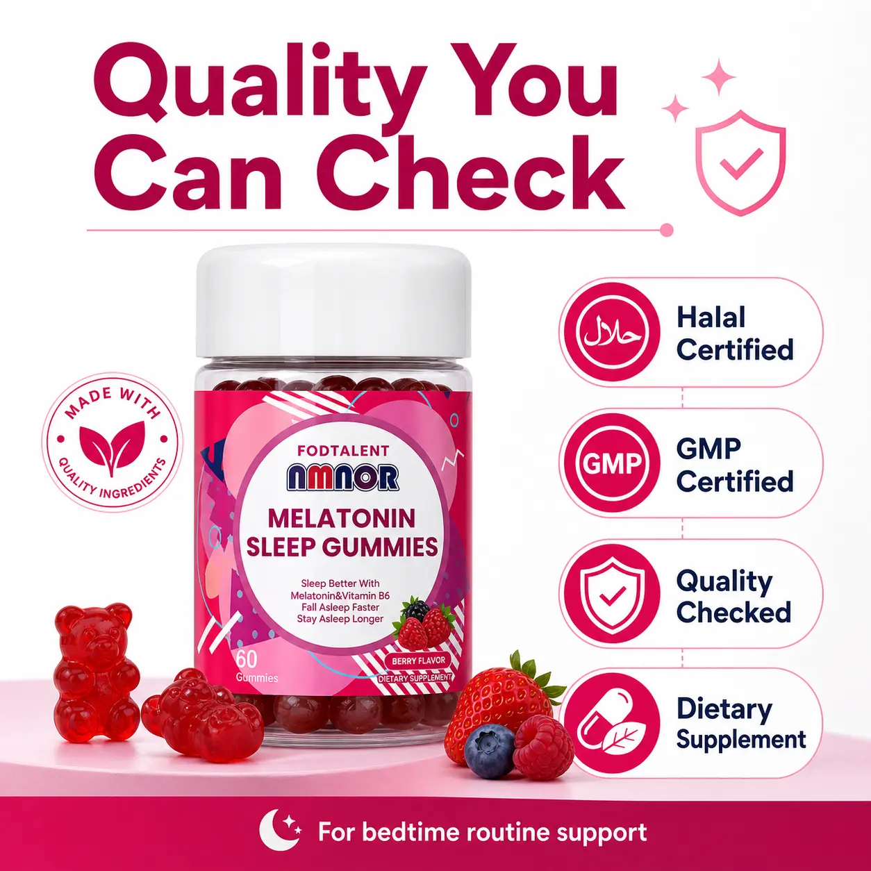 NMNOR Dreamy Sleep Gummy - Melatonin, Vitamin B6, Magnesium, Gelatin-Free, Gluten-Free, Vegan & Non-GMO