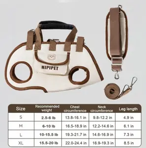 Dog backpack with leash, portable, breathable, multi-functional hands-free carrying strap, side-carry/drag design, breathable mesh construction, specially designed for pets, providing a comfortable environment.