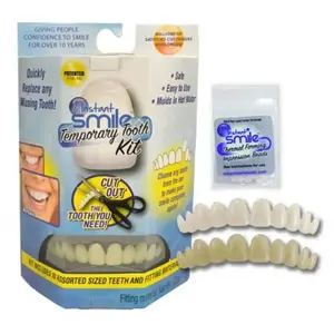 Instant Smile Temporary Tooth Kit - Quick Replacement for Missing Teeth, Safe & Easy to Use, Molds in Hot Water, Includes 10 Assorted-Sized Teeth & Fitting Material