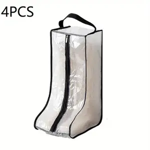 4 Piece Transparent Shoe Storage Bags, Long and Short Styles, Mesh Dust Protection Covers for Boots and Shoes, Durable Design