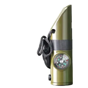 7-in-1 Survival Whistle – LED Flashlight, Compass, Thermometer, Magnifying Glass, Signal Mirror & Storage Capsule – Must-Have EDC Gear for Hiking, Camping, Emergency