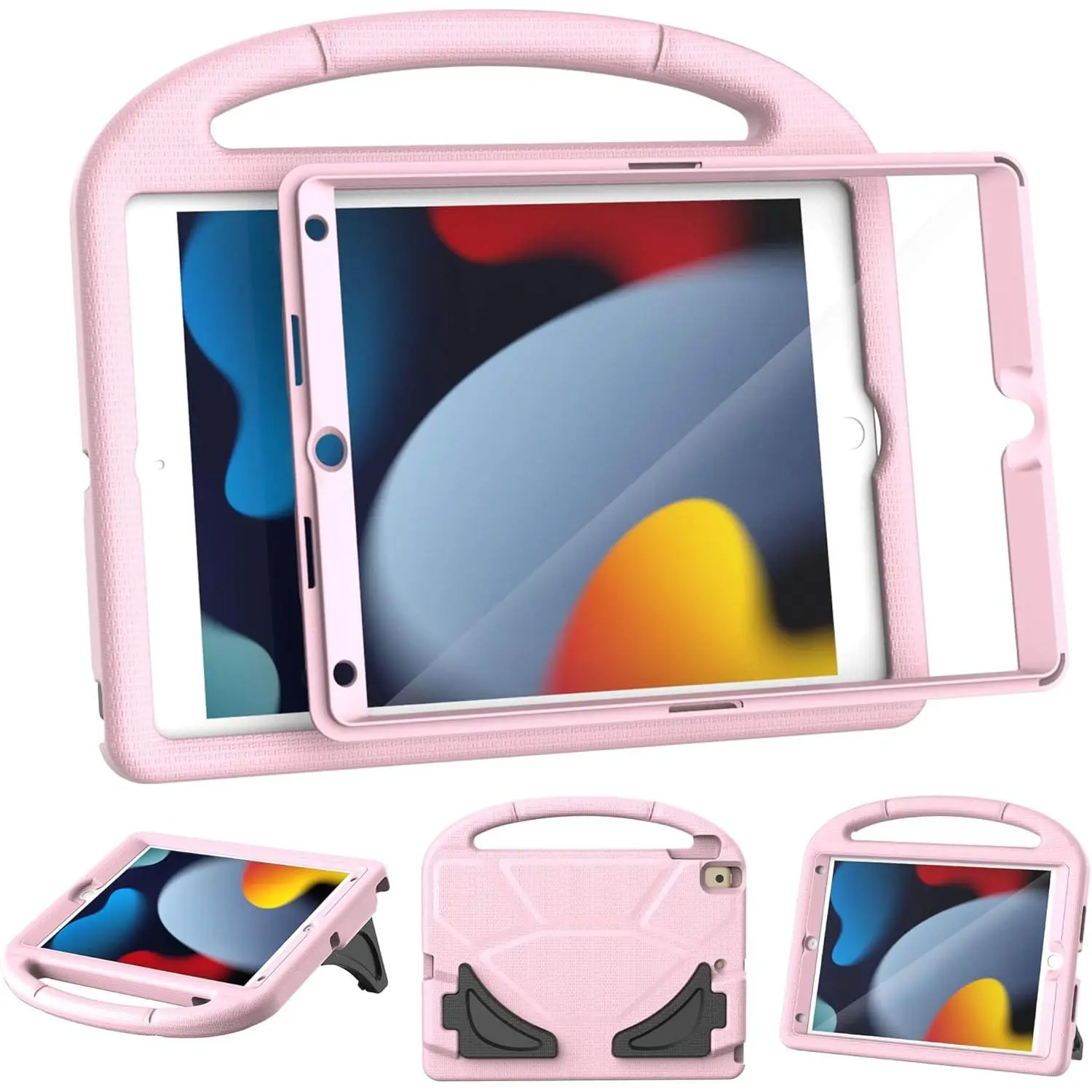 Case for iPad 9th/8th/7th Generation, iPad 10.2  Case with Built-in Screen Protector, Durable Shockproof Handle Stand Protective Cover for iPad 10.2 Inch 2021/2020/2019, Light
