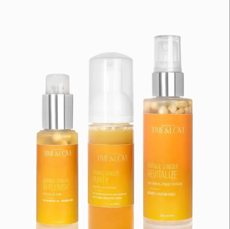 Orange Ginger Facial Glow Trio | Complete Skincare Set for Radiant, Nourishing Glowin Skin. Cleanser, Toner & Elixir.