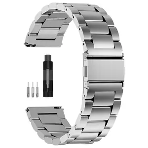 Stainless Steel Watch Band Quick Release Metal Strap Adjustable Strap 20mm 22mm Unisex Silver Color Gold Rose Gold Foldover Buckle