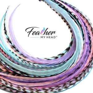 Frosted Cupcake Feather Extensions – Pastel Pink Blue Purple Hair Feathers
