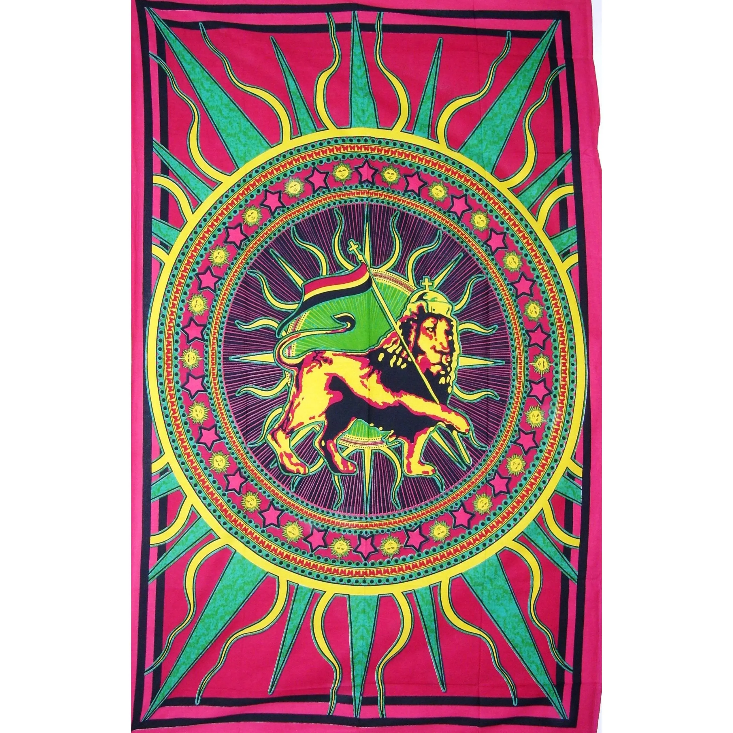 Rasta Lion Sun Tapestry Medium Size 58x82