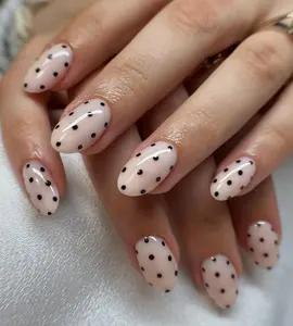 Polka dots nail press on/ Handmade short round almond square/ Multi colors shapes