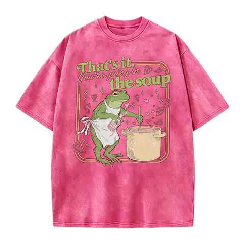 Men's Fitted Seamless Graphics T-Shirt - That's It You're Going in the Soup, Frog Love Potion Valentine Meme, Weirdcore Sarcastic Fashion Fabric Tee, Cotton
