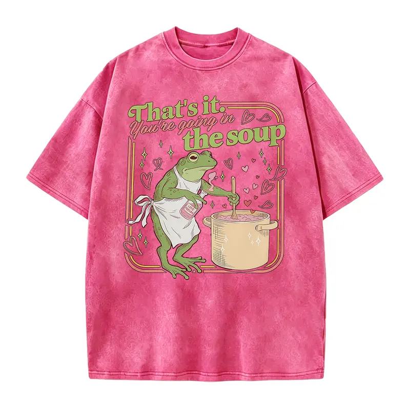 Men's Fitted Seamless Graphics T-Shirt - That's It You're Going in the Soup, Frog Love Potion Valentine Meme, Weirdcore Sarcastic Fashion Fabric Tee, Cotton
