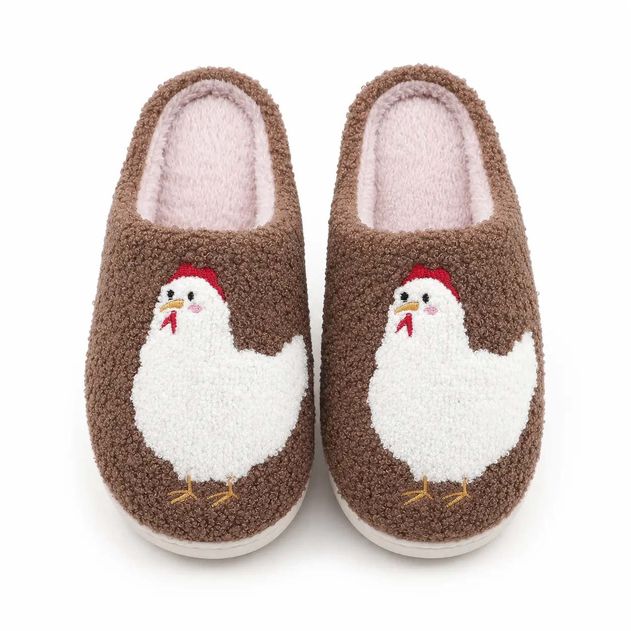 Cute Hen Plush Slippers for Women, Warm Indoor House Shoes, Non Slip Fuzzy Bedroom Slides for Gifts and Cozy Home Wear