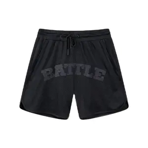 Battle Sports Men's Mesh Shorts - Black Athletic Shorts with Built-in Liner & Side Pockets for Summer Fitness