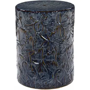 Brothertown Blue Floral Ceramic Stool