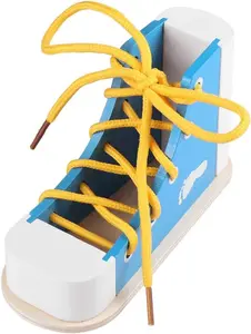 Learn to Tie Shoes for  Wooden Shoe Tying Practice Lacing  Shoelaces Tying  Teaching Kit, Blue