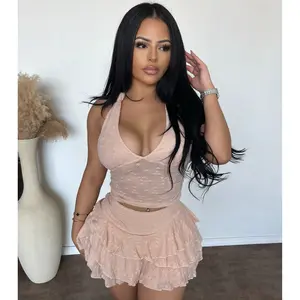 Alyssa Halter Top W. Mini Skirt (Dusty Pink)