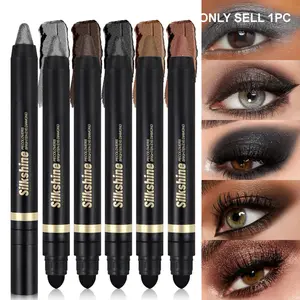 Long Lasting Eyeshadow Pen, 6 Counts Shimmer Matte Smoky Eyes Makeup Eyeshadow Pencil Crayon, Glitter Eyeshadow Stick, Highlighter Stick, Eye Makeup Tool for Women, Cosmetic