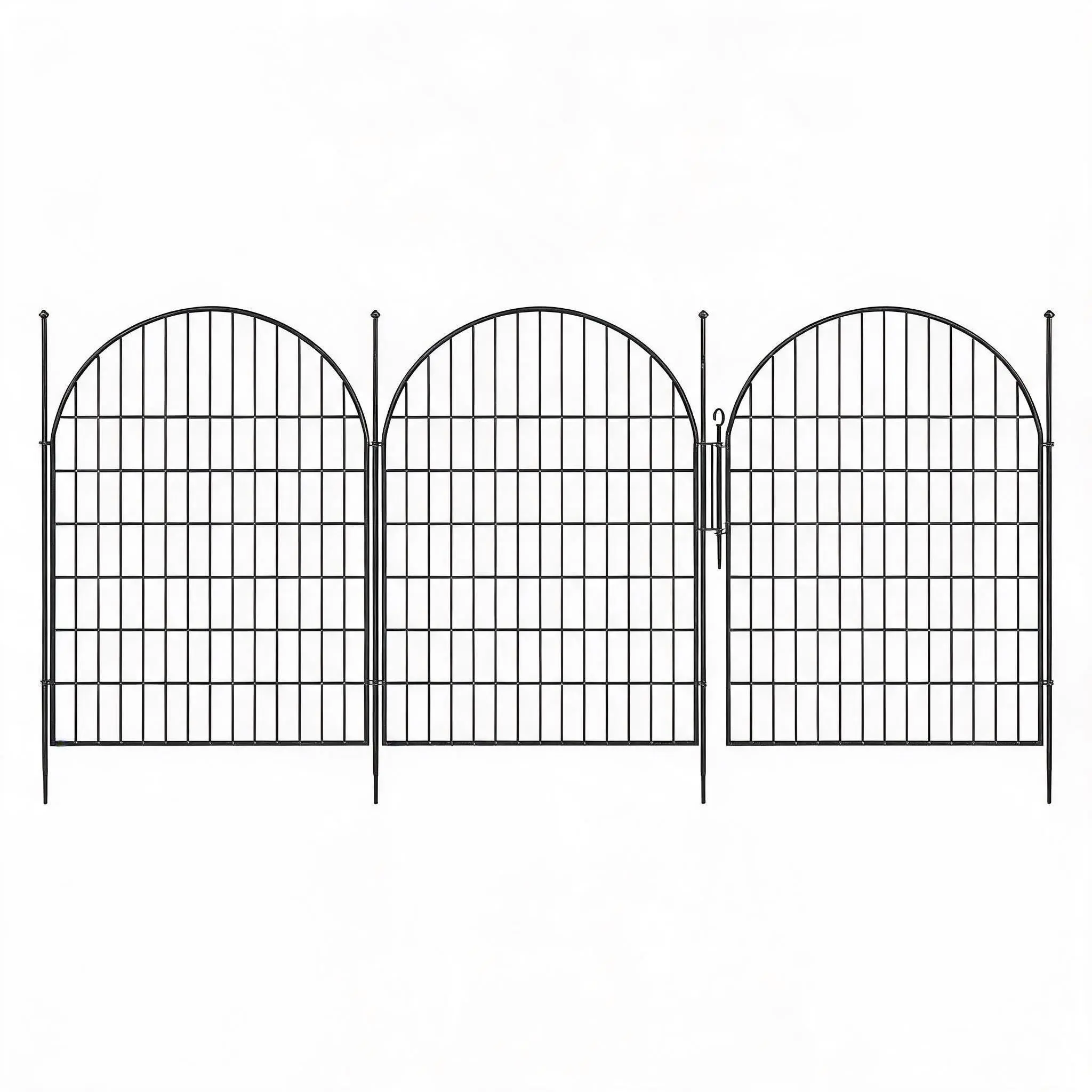 Garvee 40in Tall Metal Garden Fence with Arched Panels, 10-Pack Including Gate, Decorative Animal Barrier Border Fencing with 23.6ft Total Length