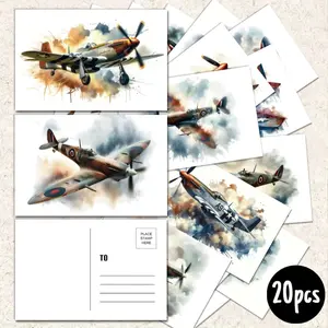 20pcs Watercolor retro airplane postcard,Spitfire fighter,unique Everyday gift for family & friends, congratulate, birthday thank you, positive affirmation