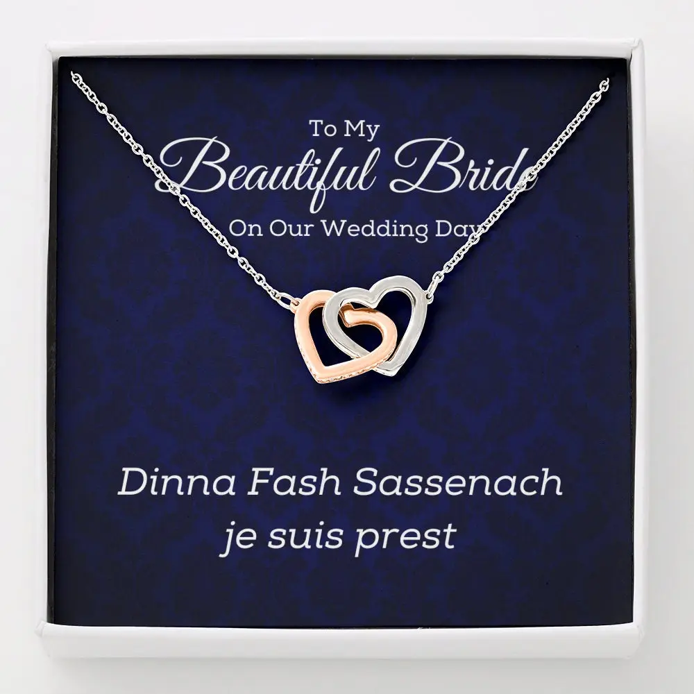 Groom To Bride Gift - Interlocking Hearts Necklace with Meaningful Message Card Inside, Featuring Outlander Gifts, Bride Gift from Groom