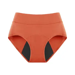 High Waist Design Suitable for Heavy Flow Sports Elastic Fabric Panties Suitable for Women Elastic Fabric, 4-Layer Absorbent Menstrual Women's Panties Breathable Hole Leak-Proof Menstrual Physiological Panties
