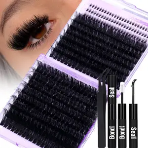 360 Cluster False Eyelashes, 12-24mm Long Fluffy Lush Volume, D Curl Mixed Lengths, DIY Home Application Kit (360 Pieces), Cosmetic Eyelash Extension, Makeup Eyelashes Extension