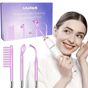 High-Frequency Facial Wand Model U05 with 4 Pieces Glass Tubes, Argon Technologies for Acne, Shrink Pores, Spot Lightening, and Hair Growth