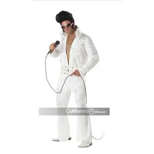 Elvis - Rock Legend - White - Rhinestones - Costume - Men - 3 Sizes