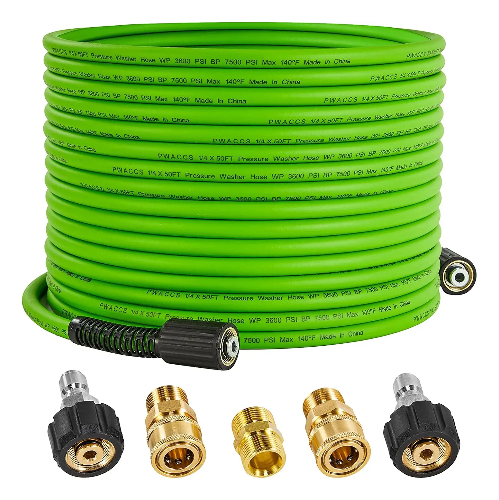 Pressure Washer Hose for Power Washer - 50 FT x 1/4" Extension  - Kink Resistant - Compatible with M22 Fittings high power wash hose, DealsForYouDays
