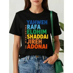 Rafa Elohim Shaddai Jireh Adonai Manifestation Faith Inspired Graphic Tee for Women Spiritual Statement Shirt, It Is The Best Choice for Gifts to Give to Friends And Relatives During Major Holidays Such As Christmas