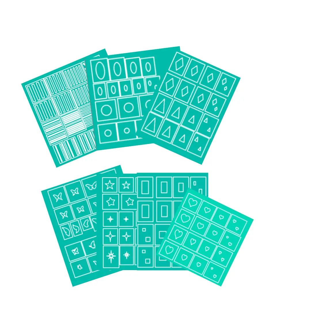 Airbrush Nail Art Stencil Collection – 7 Sheet Bundle (Stars, Hearts, Shapes, Butterflies & More)