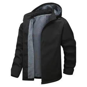 Men's Casual Waterproof Cotton Jacket with Adjustable Hat, Warm Winter Coat for Fall & Winter Seasons, Stylish Outdoor Wear