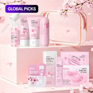 LAIKOU Japan Sakura Skincare Brightening Set | Serum, Cream, Eye Mask, Hand Cream, Lip Care, Sunscreen & Masks for Glowing Dewy Skin #GLOBAL PICKS