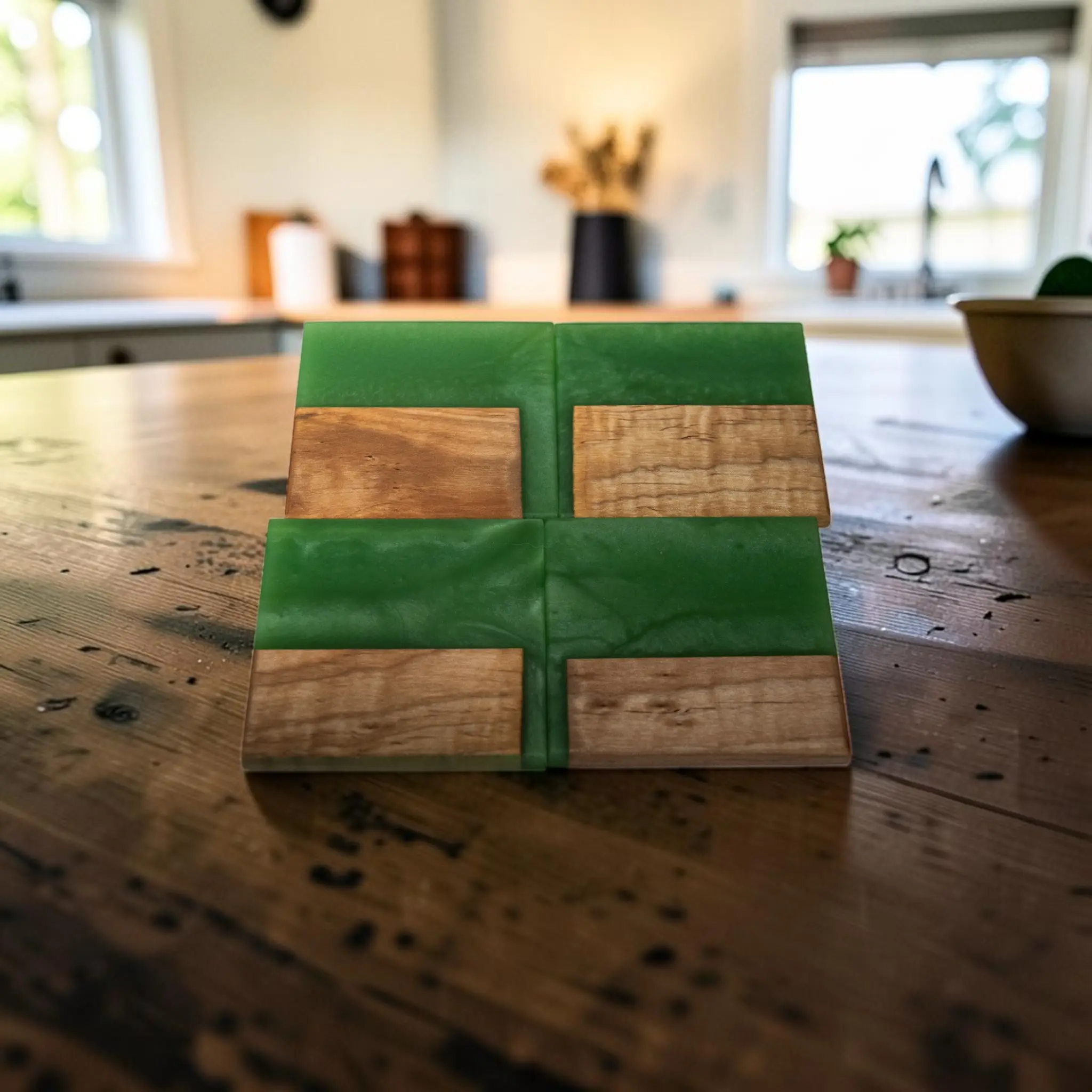 Maple with Jade Epoxy Coaster