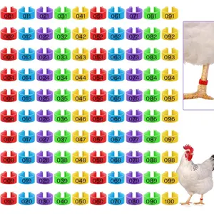 100 count 16 mm Chicken  Rings with 5 Colors Numbered Chicken  Bands Colorful Poultry Clip  Bands Ankle Rings for Ducks Chicks Guinea Pigeons Goose