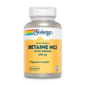 Solaray High Potency Betaine HCl with Pepsin Dietary Supplement, US-Made, Prop 65 Safe
