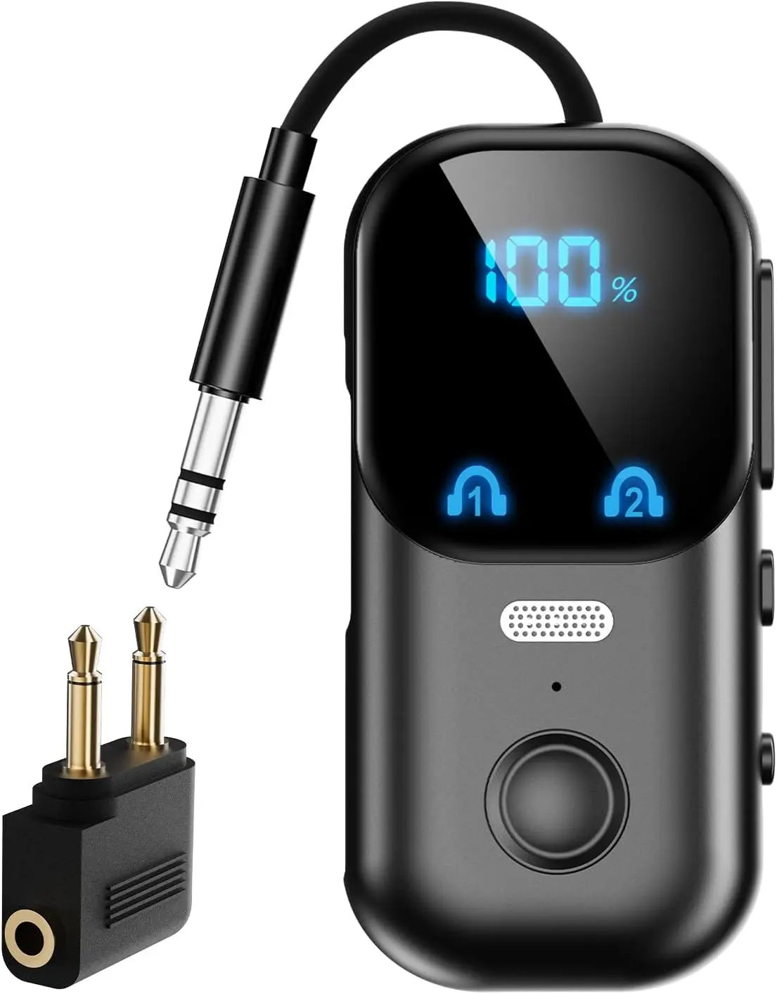 2-in-1 Bluetooth Transmitter Receiver with 3.5mm AUX for TV/Car/Airplane| Bluetooth 5.4 Low Latency,Dual Pairing,Portable Travel Audio Adapter, TX/RX Mode,Quick 2-hour Recharge,Hands-Free Call