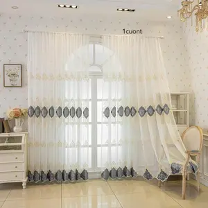 Embroidered Curtain, 1 Count Luxury Style Curtain, Home Decor for Living Room Bedroom Home Office, Home Decoration Curtain