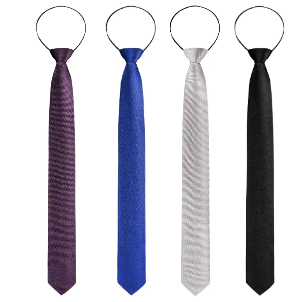 4 pack Classic Zipper Ties Pre Tied Adjustable Neckties Zipper Skinny Necktie for Wedding Business Banquet Casual