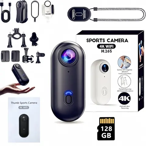 HD Magnetic Action Camera, Portable Compact Wearable Cam, POV Video Recorder for Vlogging & Sports