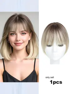 Women's 360° 3D Cover Synthetic Hair Topper with Bangs Clip, 10 Inch Straight Clip-In Hairpiece for Thinning Hair, Daily Wear