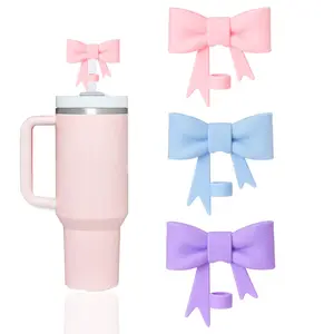 3 pcs Cute Bow Straw Covers Cap Toppers Compatible with Stanley 40/30 oz Tumbler Cups,Reusable Cute Silicone Straw Lids Tips Protectors for 0.4 in/10mm Stanley Cups Straws Accessories