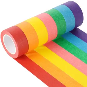Colored Masking Tape 1 Inch, Colored Tape Rolls, Painters Tape for Kids, Colorful Tape for Crafts, Writable & Removable, 7 Colors in Clear Hanging Case.