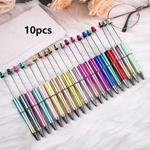 10-Pack DIY Electroplated Bead Pen Set, Ink Creative Holiday Stationery Pens, Beaded Pens, Fashion Writing Office Supplies, Elegant Design, Unique Pens