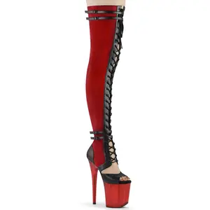 8 Inch Heel FLAMINGO-3027 Red Faux Suede Platform Boot