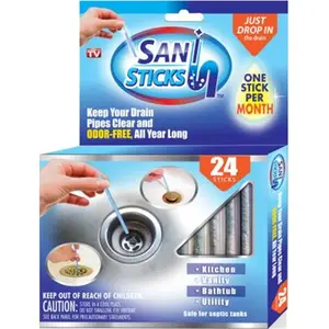 212 MAIN Sani Clean Batonnets Drain Sticks, Anti-Clogging Deodorizing Enzyme Blend Monthly Drops, Household Odor-Free Clog Remover